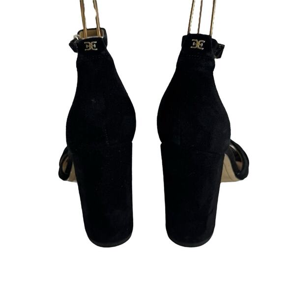 Sam Edelman Yancy Suede Ankle Strap Peep Toe Block Heel Sandals Black Womens 8.5 - Picture 7 of 16